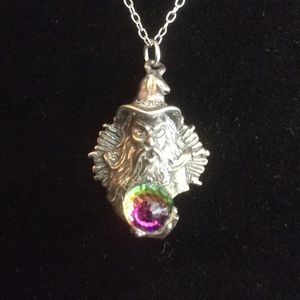 .925 STERLING WIZARD NECKLACE RAINBOW CRYSTAL BALL