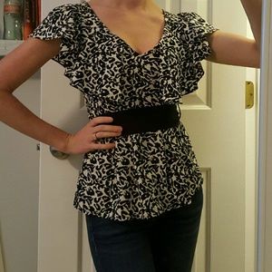 Leopard ruffle top