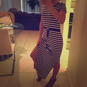 Michael Kors White/Navy stripe maxi dress