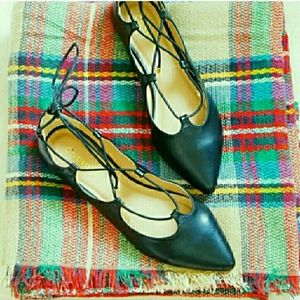 Black Lace up Flats Size 7.5