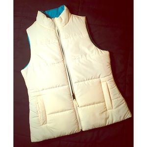 Reversible Puff Vest - White to Teal