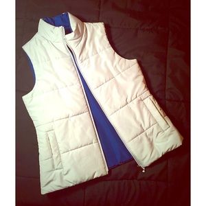 Reversible Puff Vest - Gray to Navy Blue