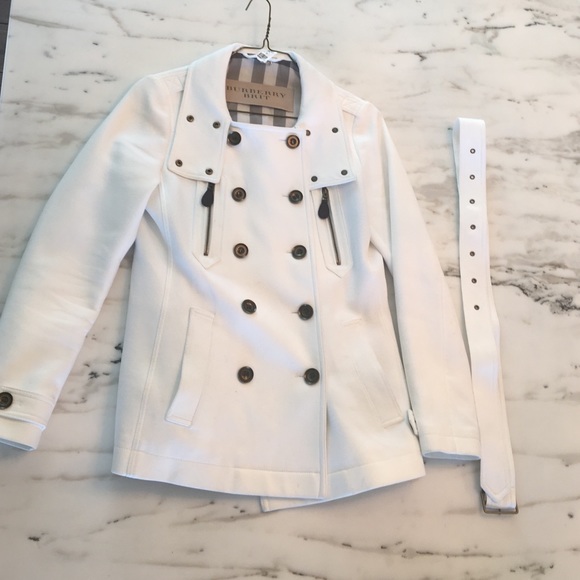 White Leather Burberry Coat