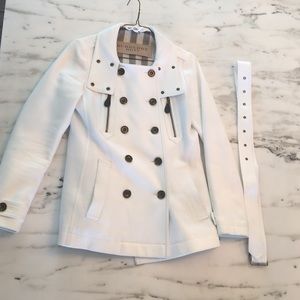 White Leather Burberry Coat