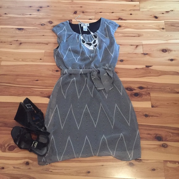 Black and white chevron dress