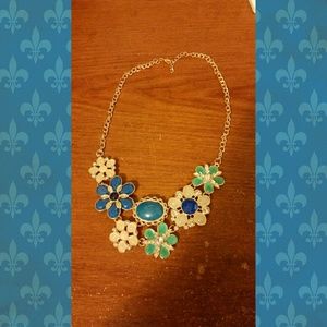 Blue flower statement necklace