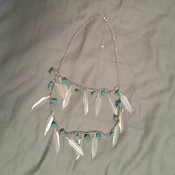 Silver and turquoise feather jewelry