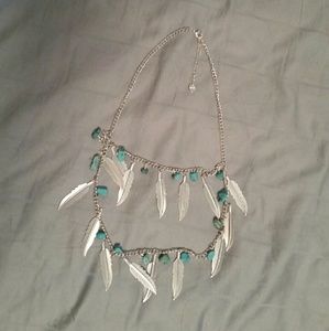 Silver and turquoise feather jewelry