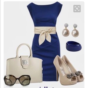 Miusol blue and cream dress