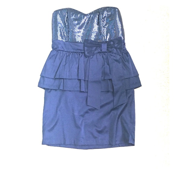 Navy Cocktail Dress with Sequin Detail