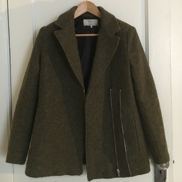 Green textured Zara Coat