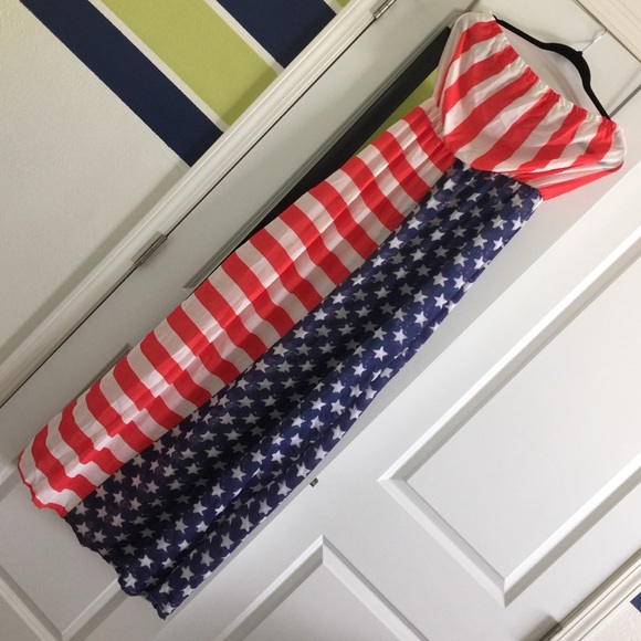 Strapless Americana maxi dress