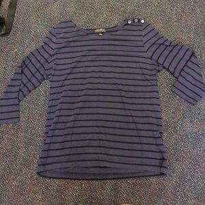 Forever 21 blue and black striped 3/4 sleeve