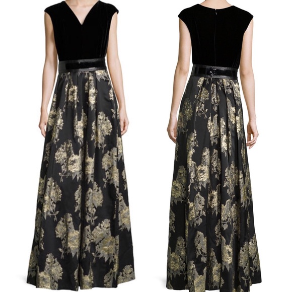 NWOT Carmen Marc Valvo Belted-Skirt Gown - Picture 6 of 7