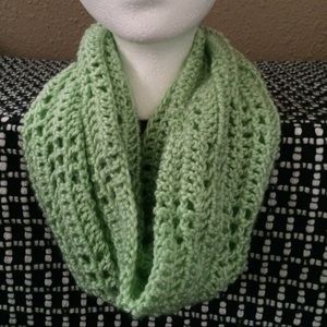 Hand made crochet seafoam colored scarf