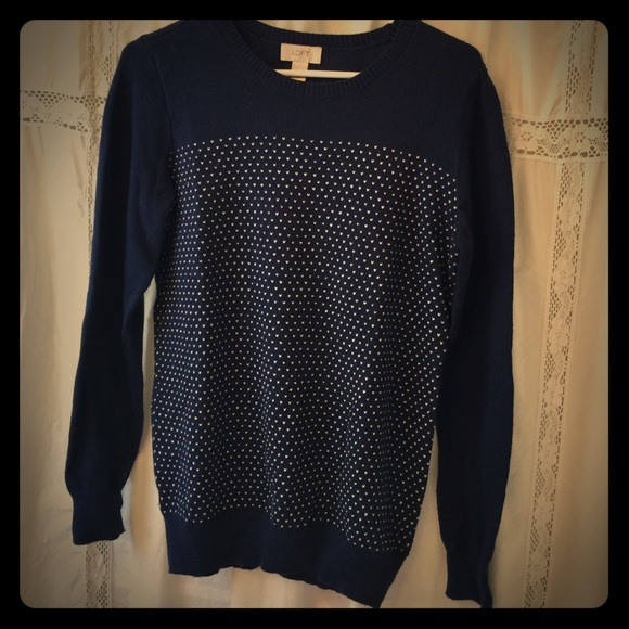 Loft navy/ white sweater