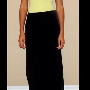 Long black velvet skirt