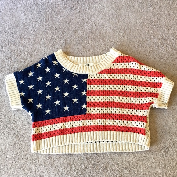Knitted Forever 21 American Flag Crop Top