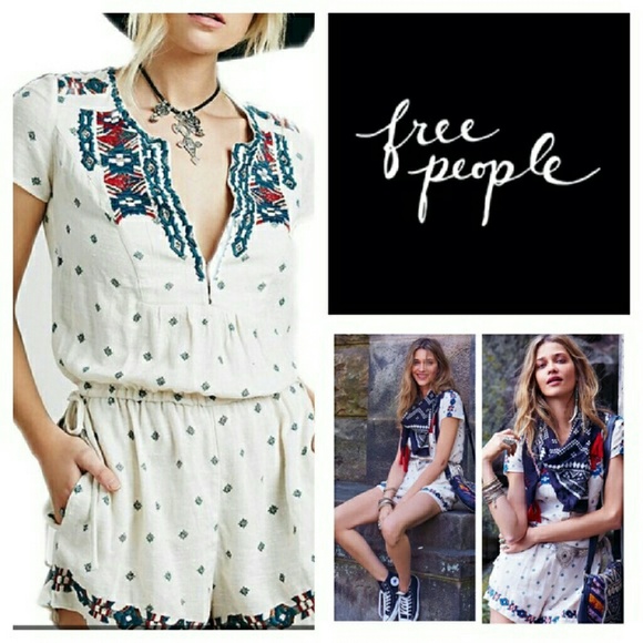 Free People Other - NWT Free People Printed  Embroidered Romper