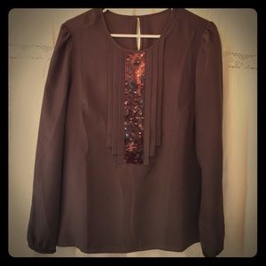 Dressy brown Ann Taylor blouse