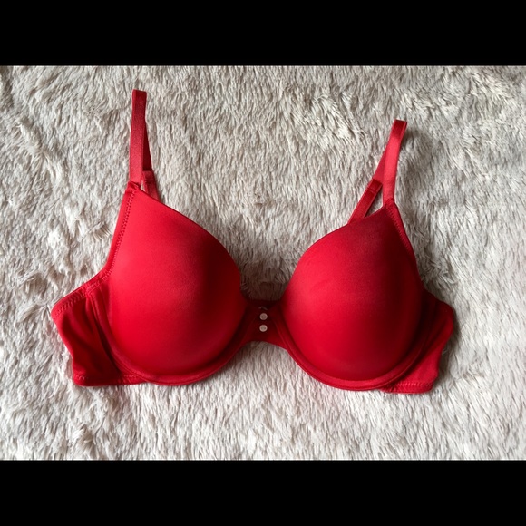 Red Orange Aerie Bra with Mini Buttons