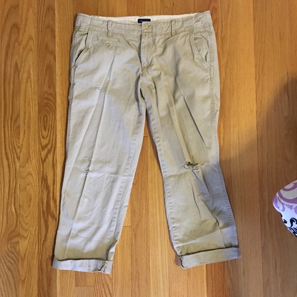 Distressed Crop Khakis