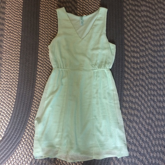 NWOT Francesca's Aqua Blue & Gold Dress