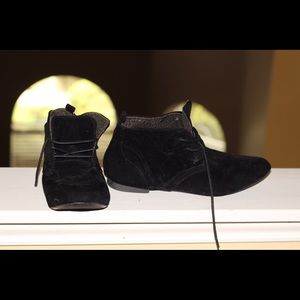 Black suede lace-ups in a size 10