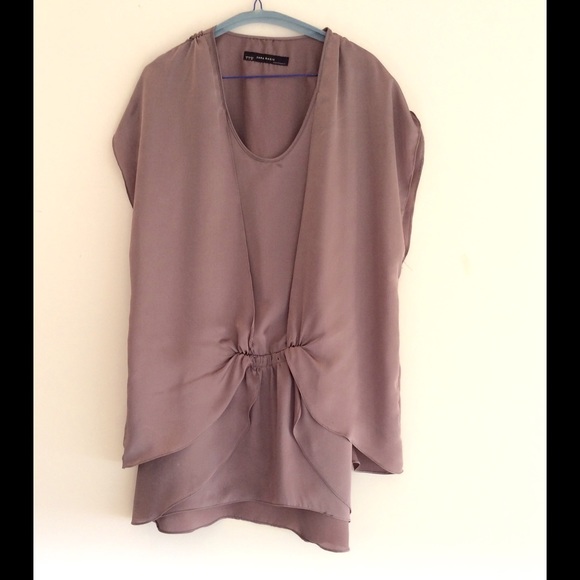 Flowy lavender silk mini dress