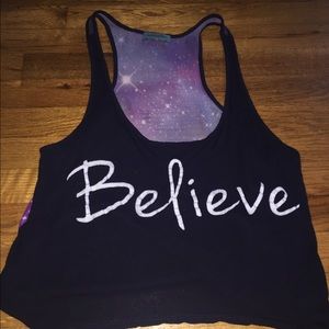 Navy blue believe tank top