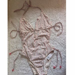 Topshop Red Blue Polka Dot Monokini