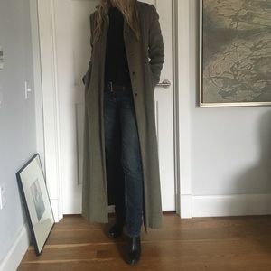 Full length olive green coat