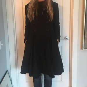 Skingraft leather-trimmed coat