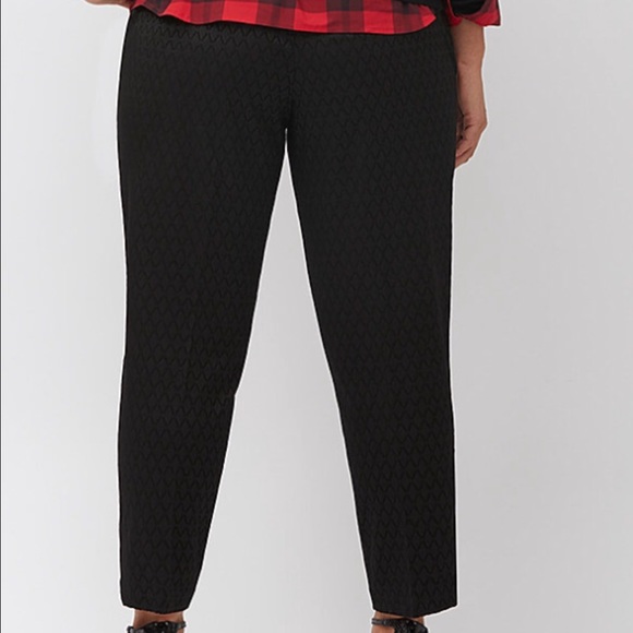 Black Textured Ankle Pants