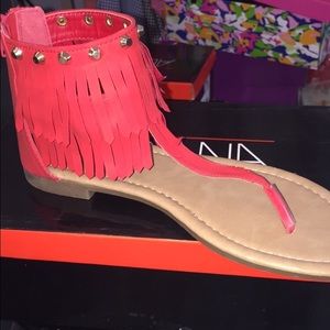 Red fringe sandals