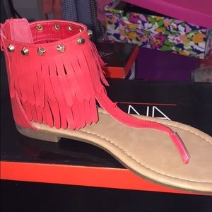 Red fringe sandals