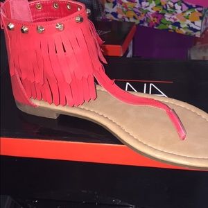 Red fringe sandal