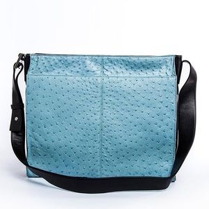 BODHI Ostrich Leather Top Zip Messenger Bag