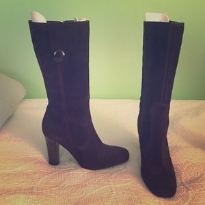 Franco Sarto Brown Suede High-Heel Boots