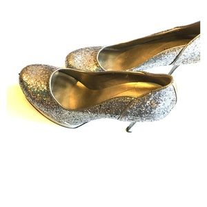 Guess silver glitter heels