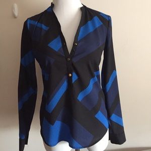 Black and blue color blocked shirt