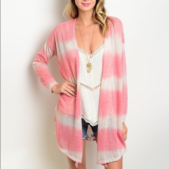 ✨LAST ONE✨Pink & Cream Tie-Dye Cardigan - Picture 2 of 4