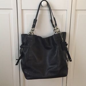 Coach Handbag Black Leather Silver Hardware