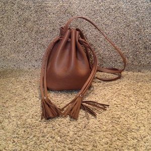 Brown bucket bag