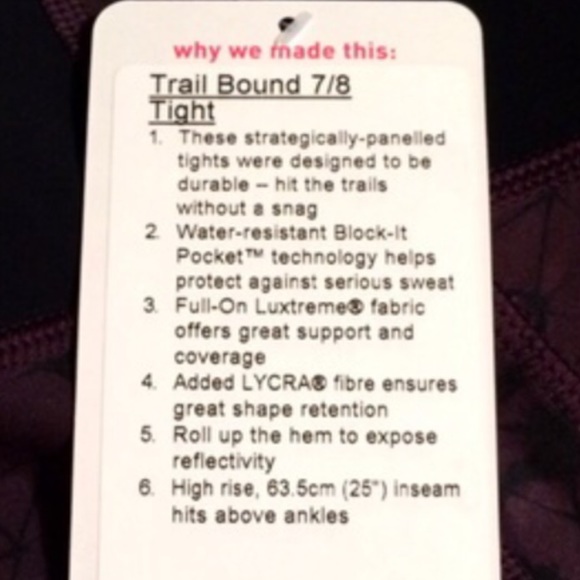 SOLD. Lululemon Trail Bound 7/8 Tights - Picture 4 of 4