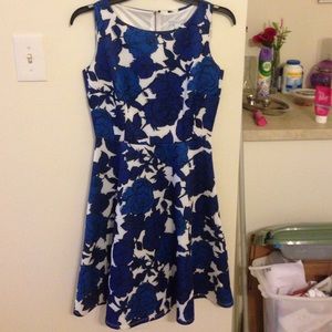 Blue floral knee length dress
