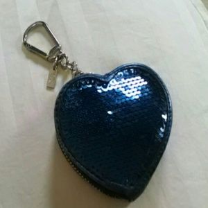 Coach Poppy blue sequin coin purse / key chain