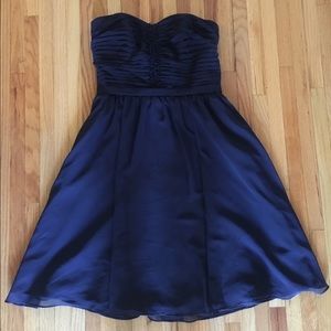 Strapless navy formal dress