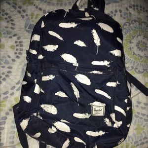 Herschel backpack navy blue with white feathers