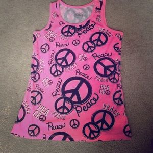 Bright Pink Peace Sign Tank Top